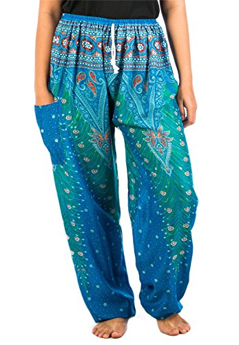 Lofbaz Damen Pfau 1 Kordelzug Harem Boho Hose Hellblau 4XL Lofbaz Damen Pfau 1 Kordelzug Harem Boho Hose Hellblau 4XL von Lofbaz