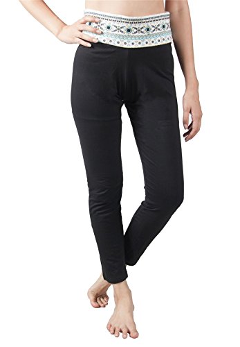 Lofbaz Damen Yoga Hosen mit faltbarem Bund für Frauen Design #2 Schwarz & Weiß L von Lofbaz
