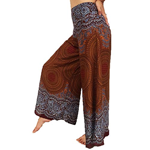 Lofbaz Damen weites Bein Palazzo Hose Yoga Salon Hippie Haremshose Hosen - Rose 1 Braun - S von Lofbaz