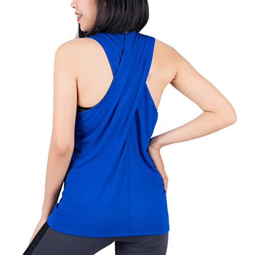 Lofbaz Damen Junior Schlank Fit Sommer Yoga Muskelshirt Ärmellos Weste Camisole Simpel Dehnbar Locker Racerback Shirt Blau M von Lofbaz