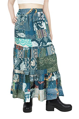 Lofbaz Frauen Glamorous Patchwork Bohemian Rock - weich und leicht - Rayon Stoff - - OS von Lofbaz