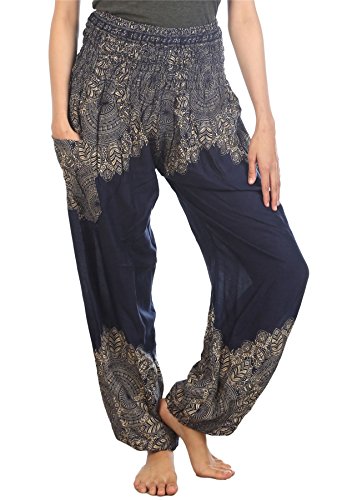 Lofbaz Haremshose Damen Boho Yogahose Pumphose Hippie Hose Kleidung Festival Outfit Sommerhose Leicht Sommer Hosen - Floral Dunkelblau XXL Große Größen Lofbaz Haremshose Damen Boho Yogahose Pumphose Hippie Hose Kleidung Festival Outfit Sommerhose Leicht Sommer Hosen - Floral Dunkelblau XXL Große Größen von Lofbaz