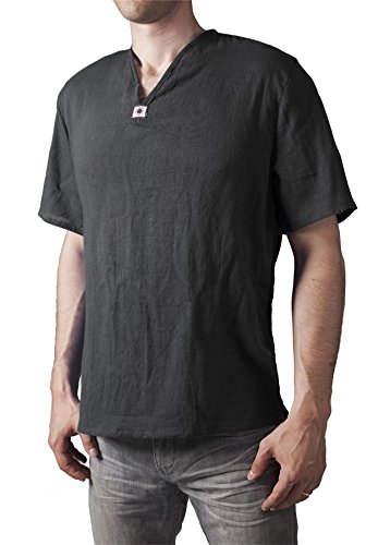 Lofbaz Herren Thai V-Neck T-Shirt Short Sleeve Schwarz 4XL von Lofbaz