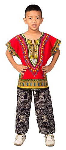 Lofbaz - Kinder Unisex Dashiki - Traditionelles Oberteil mit afrikanischem Druck Rot 12 M von Lofbaz