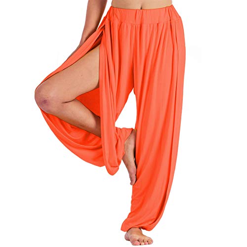 Lofbaz Yoga Harem Hose für Frauen Boho Dance Jogger Damen PJs Lounge Kleidung Umstandsmode Genie Hippie Strand Jogginghose Orange S von Lofbaz