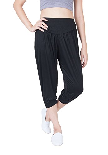 Lofbaz Yoga Hose für Damen Umstandspyjamas Jogginghose Lounge Harem Boho Jogger Damen Tanzen Genie Indische Kleidung Schwarz (Capri) S von Lofbaz