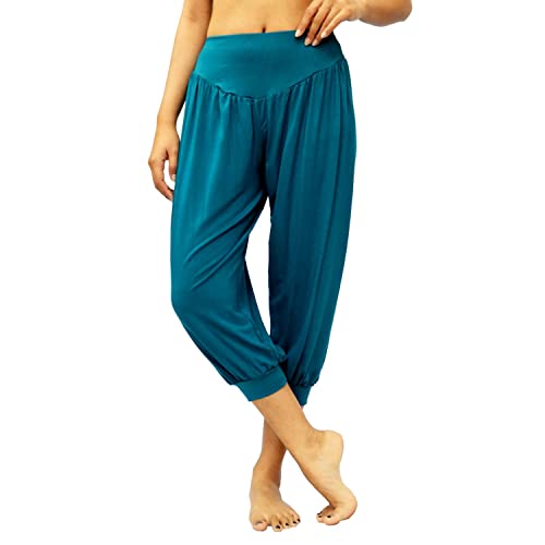 Lofbaz Yoga Hose für Damen Umstandspyjamas Jogginghose Lounge Harem Boho Jogger Damen Tanzen Genie Indische Kleidung Solid Hellblau (Capri) L von Lofbaz