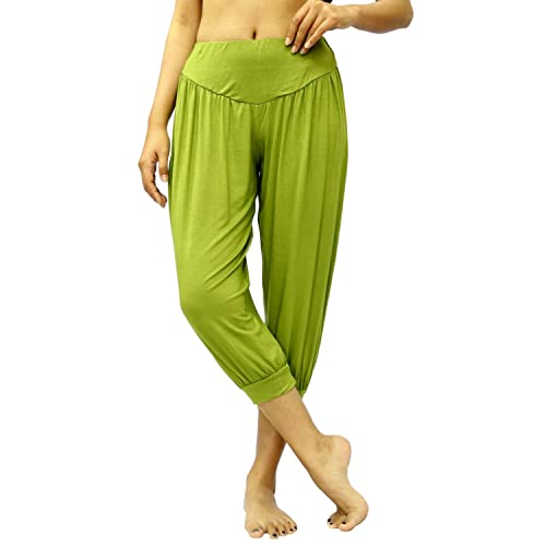 Lofbaz Yoga Hose für Damen Umstandspyjamas Jogginghose Lounge Harem Boho Jogger Damen Tanzen Genie Indische Kleidung Solid Lindgrün (Capri) M von Lofbaz
