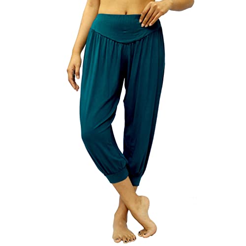 Lofbaz Yoga Hose für Damen Umstandspyjamas Jogginghose Lounge Harem Boho Jogger Damen Tanzen Genie Indische Kleidung Solid Wasserblau (Capri) XL von Lofbaz