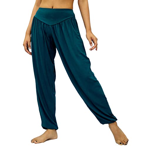 Lofbaz Yoga Hose für Damen Umstandspyjamas Jogginghose Lounge Harem Boho Jogger Damen Tanzen Genie Indische Kleidung Solid Wasserblau (Long) S von Lofbaz
