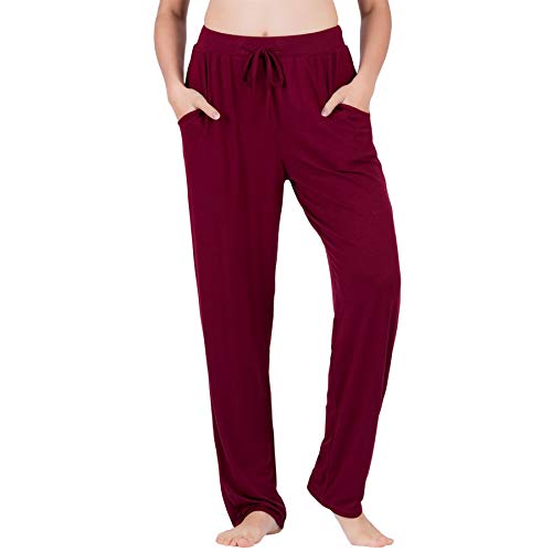 Lofbaz Yoga Jogginghose für Damen Mädchen Leggings Jogger Kleidung mit Taschen Lounge Outfits Pyjama Umstandsmode Dunkelrot M von Lofbaz