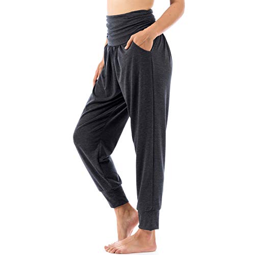 Lofbaz Yogahosen für Damen Workout Gamaschen Mädchen Teen Schweißjogger Damenbekleidung Jogginghosen Haremshosen Pyjamas Dunkelgraue Melange 2XL von Lofbaz