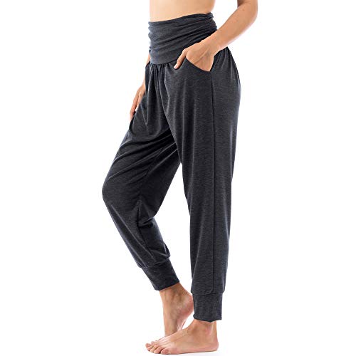 Lofbaz Yogahosen für Damen Workout Gamaschen Mädchen Teen Schweißjogger Damenbekleidung Jogginghosen Haremshosen Pyjamas - Dunkelgraue Melange - XL von Lofbaz