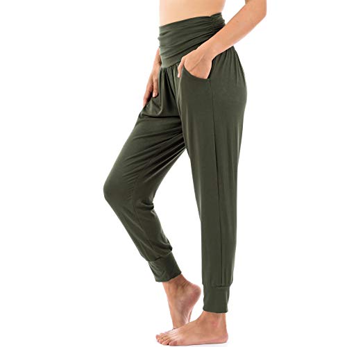 Lofbaz Yogahosen für Damen Workout Gamaschen Mädchen Teen Schweißjogger Damenbekleidung Jogginghosen Haremshosen Pyjamas Dunkelgrün 4XL von Lofbaz