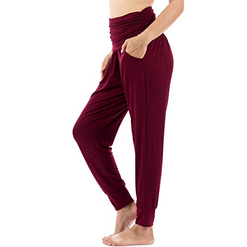 Lofbaz Yogahosen für Damen Workout Gamaschen Mädchen Teen Schweißjogger Damenbekleidung Jogginghosen Haremshosen Pyjamas - Dunkelrot - L von Lofbaz