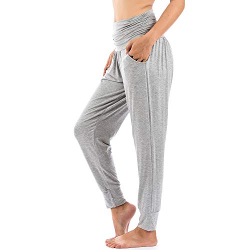 Lofbaz Yogahosen für Damen Workout Gamaschen Mädchen Teen Schweißjogger Damenbekleidung Jogginghosen Haremshosen Pyjamas Grau Melange 3XL von Lofbaz