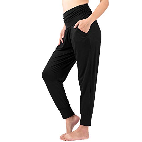 Lofbaz Yogahosen für Damen Workout Gamaschen Mädchen Teen Schweißjogger Damenbekleidung Jogginghosen Haremshosen Pyjamas - Schwarz - XL von Lofbaz