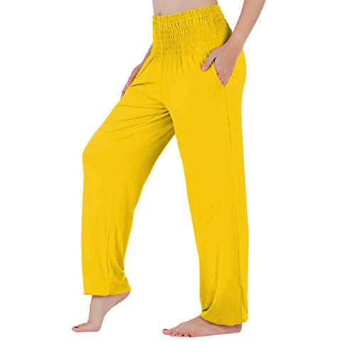 Lofbaz Yogahosen für Frauen Jogginghose mit hoher Taille Workout Jogger Umstandsmode Pyjamas Leggings Damenbekleidung Gelb 3XL von Lofbaz