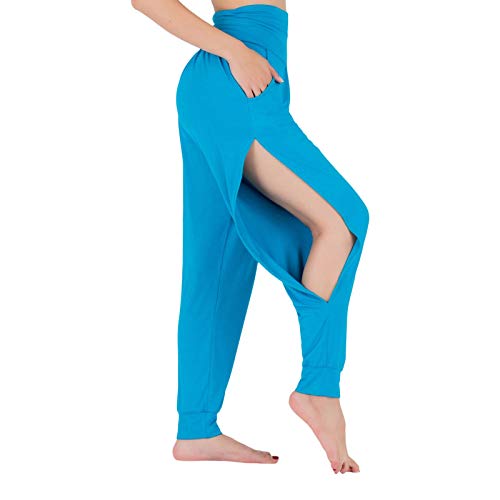 Lofbaz Yogahosen für Frauen Workout Leggings Subtiler Schlitz Schweiß Jogger Damen Kleidung Jogginghose Kleidung Harem Pyjama Hellblau S von Lofbaz