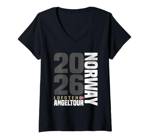 Damen Angeln Norway Lofoten Angelzubehör Norwegen Angeltour 2026 T-Shirt mit V-Ausschnitt Damen Angeln Norway Lofoten Angelzubehör Norwegen Angeltour 2026 T-Shirt mit V-Ausschnitt von Lofoten Norwegen Angeltour 2026 & Angelzubehör