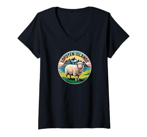 Damen Lofoten Islands Norwegen Souvenir/Lofoten T-Shirt mit V-Ausschnitt Damen Lofoten Islands Norwegen Souvenir/Lofoten T-Shirt mit V-Ausschnitt von Lofoten Norwegen Souvenir Store