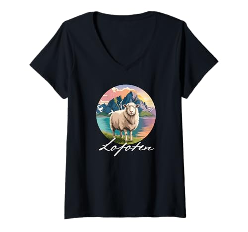 Damen Lofoten Islands Norwegen Souvenir/Lofoten T-Shirt mit V-Ausschnitt Damen Lofoten Islands Norwegen Souvenir/Lofoten T-Shirt mit V-Ausschnitt von Lofoten Norwegen Souvenir Store