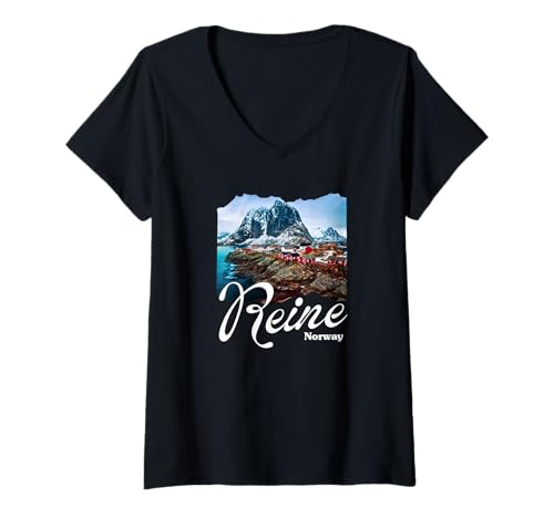 Damen Lofoten Islands Norwegen Souvenir/Reine T-Shirt mit V-Ausschnitt Damen Lofoten Islands Norwegen Souvenir/Reine T-Shirt mit V-Ausschnitt von Lofoten Norwegen Souvenir Store