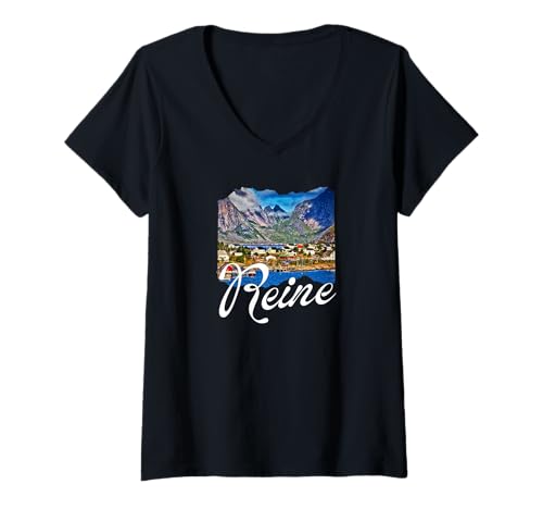 Damen Lofoten Islands Norwegen Souvenir/Reine T-Shirt mit V-Ausschnitt Damen Lofoten Islands Norwegen Souvenir/Reine T-Shirt mit V-Ausschnitt von Lofoten Norwegen Souvenir Store