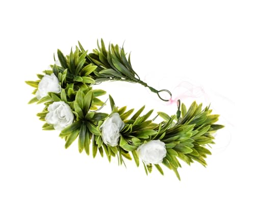 Lofruiin Damen Bohemian Fashion Blumenkranz Verstellbarer Grasring Krone Strand Party Floral Kopfschmuck (C- Weiß) von Lofruiin