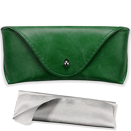 LogHog Tragbares Brillenetui aus Leder, flexible Sonnenbrillen-Tasche, schlankes Etui für Damen und Herren, horizontales Brillenetui, Grün , M 码（中码） von LogHog