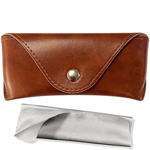 LogHog Tragbares Leder-Brillenetui, flexible Sonnenbrillentasche, schlankes Etui für Damen und Herren, horizontales Brillenetui, Knopf – Braun, Large LogHog Tragbares Leder-Brillenetui, flexible Sonnenbrillentasche, schlankes Etui für Damen und Herren, horizontales Brillenetui, Knopf – Braun, Large von LogHog