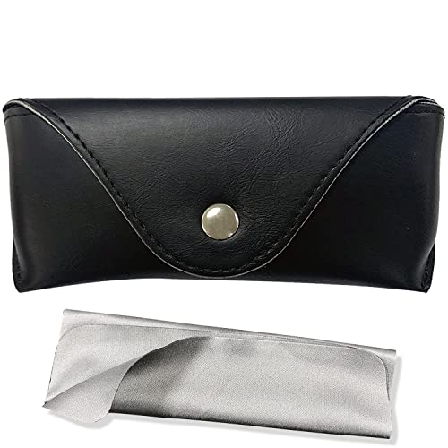 LogHog Tragbares Leder-Brillenetui, flexible Sonnenbrillentasche, schlankes Etui für Damen und Herren, horizontales Brillenetui, Knopf: Schwarz, Large LogHog Tragbares Leder-Brillenetui, flexible Sonnenbrillentasche, schlankes Etui für Damen und Herren, horizontales Brillenetui, Knopf: Schwarz, Large von LogHog