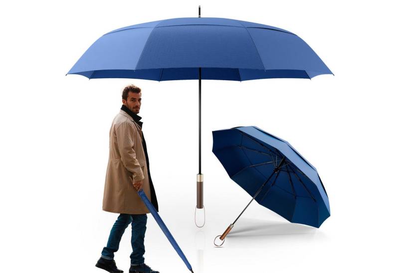 Logan & Barnes Stockregenschirm Chicago, Stockschirm sturmfest [Ø120 cm] mit hochwertigem Echtholzgriff von Logan & Barnes