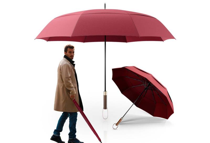 Logan & Barnes Stockregenschirm Chicago, Stockschirm sturmfest [Ø120 cm] mit hochwertigem Echtholzgriff von Logan & Barnes