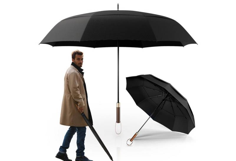 Logan & Barnes Stockregenschirm Chicago, Stockschirm sturmfest [Ø120 cm] mit hochwertigem Echtholzgriff von Logan & Barnes