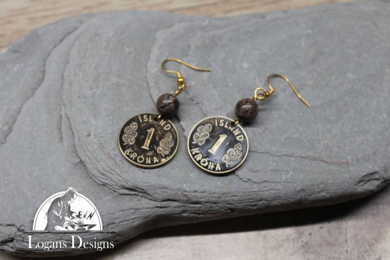 Island Münzohrringe. Anhänger. Anhänger Schmuck. L8069 von LogansCoinRings