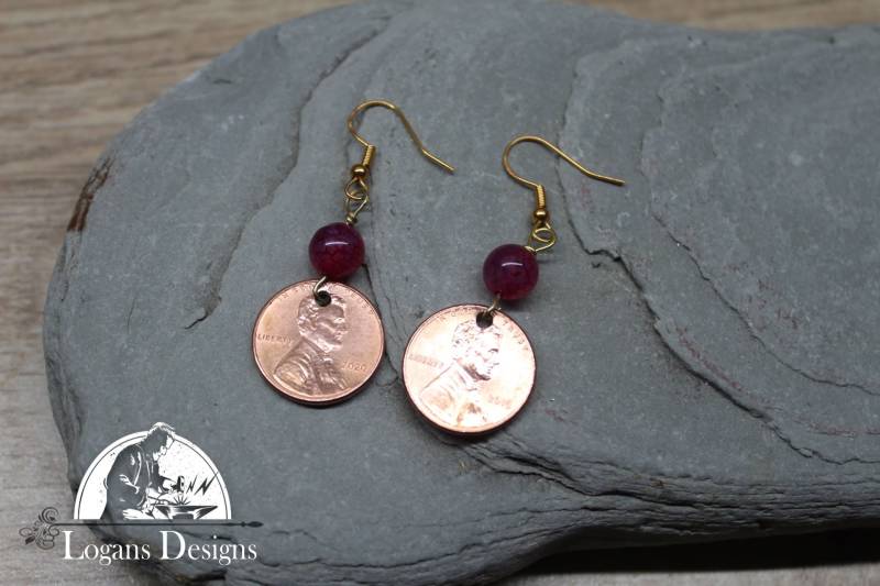 Us Kupfer Penny | Ohrringe Geburtstagsgeschenk Münzschmuck Schmuck Unikat Geschenk L8082 von LogansCoinRings