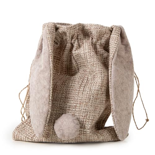 Logbuch-Verlag Ostersäckchen Hase zum Befüllen Stoff Säckchen natur braun Turnbeutel Osternest für Kinder 23 x 18 cm von Logbuch-Verlag