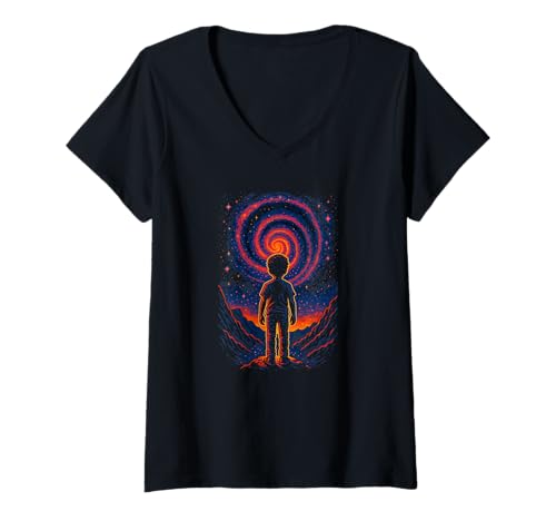 Damen Surreale Galaxienportalkunst von Cosmic Dreamer Kid T-Shirt mit V-Ausschnitt von Logiamerch Cosmic