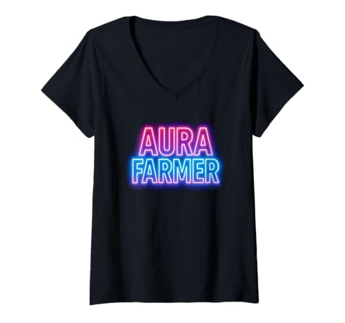 Damen Lustiger Meme Spruch Aura Farmer Anime Fan T-Shirt mit V-Ausschnitt Damen Lustiger Meme Spruch Aura Farmer Anime Fan T-Shirt mit V-Ausschnitt von Logiamerch Funny