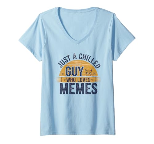 Damen Nur ein entspannter Typ, der Memes liebt, Lustiger Humor T-Shirt mit V-Ausschnitt Damen Nur ein entspannter Typ, der Memes liebt, Lustiger Humor T-Shirt mit V-Ausschnitt von Logiamerch Funny