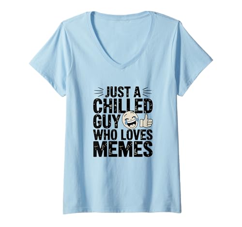 Damen Nur ein entspannter Typ, der Memes liebt, Lustiger Humor T-Shirt mit V-Ausschnitt Damen Nur ein entspannter Typ, der Memes liebt, Lustiger Humor T-Shirt mit V-Ausschnitt von Logiamerch Funny