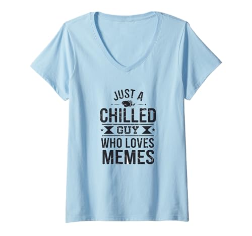 Damen Nur ein entspannter Typ, der Memes liebt, Lustiger Humor T-Shirt mit V-Ausschnitt Damen Nur ein entspannter Typ, der Memes liebt, Lustiger Humor T-Shirt mit V-Ausschnitt von Logiamerch Funny