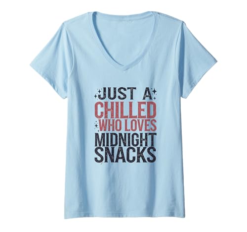 Damen Nur ein entspannter Typ, der Mitternachtssnacks liebt T-Shirt mit V-Ausschnitt Damen Nur ein entspannter Typ, der Mitternachtssnacks liebt T-Shirt mit V-Ausschnitt von Logiamerch Funny