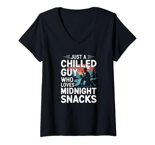 Damen Nur ein entspannter Typ, der Mitternachtssnacks liebt T-Shirt mit V-Ausschnitt Damen Nur ein entspannter Typ, der Mitternachtssnacks liebt T-Shirt mit V-Ausschnitt von Logiamerch Funny