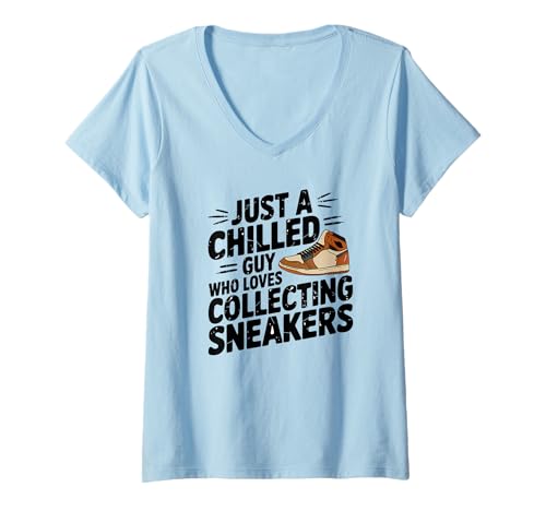 Damen Nur ein entspannter Typ, der es liebt, Sneaker zu sammeln T-Shirt mit V-Ausschnitt Damen Nur ein entspannter Typ, der es liebt, Sneaker zu sammeln T-Shirt mit V-Ausschnitt von Logiamerch Funny