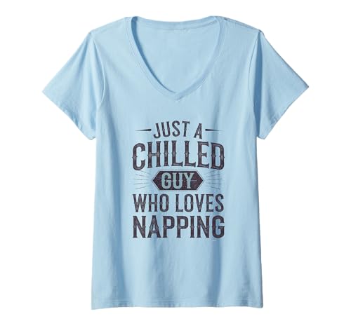 Damen Nur ein entspannter Typ, der gerne ein Nickerchen macht T-Shirt mit V-Ausschnitt Damen Nur ein entspannter Typ, der gerne ein Nickerchen macht T-Shirt mit V-Ausschnitt von Logiamerch Funny