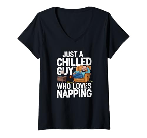 Damen Nur ein entspannter Typ, der gerne ein Nickerchen macht T-Shirt mit V-Ausschnitt Damen Nur ein entspannter Typ, der gerne ein Nickerchen macht T-Shirt mit V-Ausschnitt von Logiamerch Funny