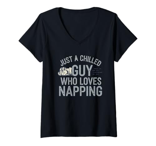 Damen Nur ein entspannter Typ, der gerne ein Nickerchen macht T-Shirt mit V-Ausschnitt Damen Nur ein entspannter Typ, der gerne ein Nickerchen macht T-Shirt mit V-Ausschnitt von Logiamerch Funny