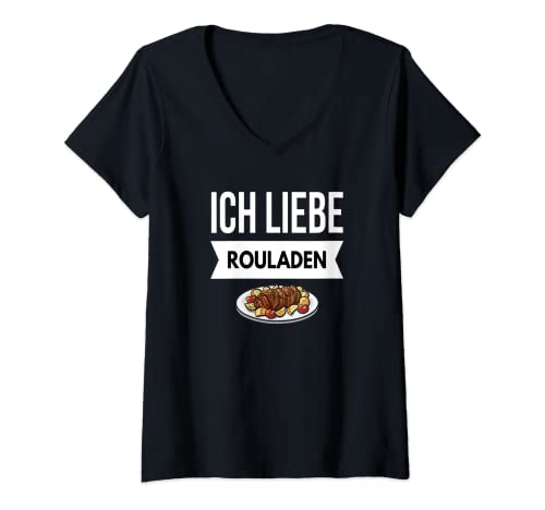 Damen Ich Liebe Rouladen German Food Lustiges Deutschland T-Shirt T-Shirt mit V-Ausschnitt Damen Ich Liebe Rouladen German Food Lustiges Deutschland T-Shirt T-Shirt mit V-Ausschnitt von Logiamerch Germany